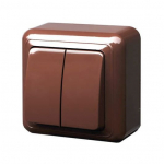 Pavir&scaron;inis jungiklis DELTA+, 2 klavi&scaron;ų, rudos sp.