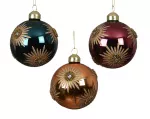 Stiklinis kalėdinis eglės žaisliukas BAUBLE SUN, 3 spalvų, 8 cm, 1 vnt