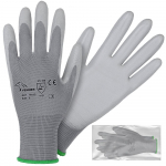 Darbo pir&scaron;tinės, aplietos PU, pilkos spl., 10 dydžio