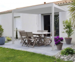 Pavėsinė Pergola Premium Wall 3x4 White, montuojama prie sienos