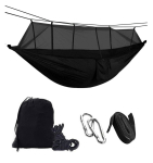 Hamakas su tinkleliu nuo vabzdžių, 140x260 cm, juodas