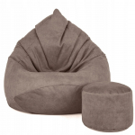 Sėdmai&scaron;is su pufu Mega Premium Terra Velour XXL, 100x130 cm, pieni&scaron;ko &scaron;okolado spalvos