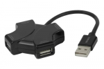 USB &scaron;akotuvas DELTACO, 4xUSB 2.0, / UH-737, juodos sp.