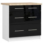Virtuvės spintelė su stalvir&scaron;iu OLIVIA S, 80 cm, balta/juoda