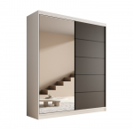 Spinta ADRK Nico, balta sp./juoda sp., 180 cm x 58 cm x 215 cm, su veidrodžiu