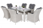 Lauko baldų komplektas Bristol 180 cm, 6+1, White / Grey
