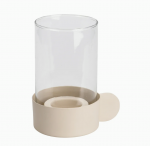 Stiklinė žvakidė, pilkos spalvos, 15 cm