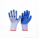 Pir&scaron;tinės, megztos, aplietos lateksu, mėlynos sp., 8 dydžio