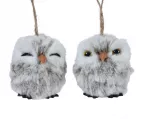 Kalėdinė pakabinama dekoracija OWL, pilkos sp., 2 rū&scaron;ių, 6 cm, 1 vnt