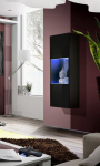Pakabinama vitrina-spintelė su LED ap&scaron;vietimu Fly 22, juoda