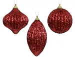 Kalėdinis eglės žaisliukas BAUBLE, raudonos sp., 3 rū&scaron;ių, 8 cm, 1 vnt