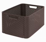 Plastikinis krep&scaron;ys CURVER RATTAN STYLE, L, tams. rudos sp., 44 x 33 x 23 cm, 30 l