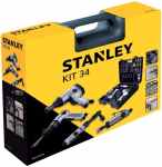 Pneumatinių įrankių rinkinys su priedais STANLEY, 6 bar, 34 dalių