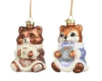 Stiklinis kalėdinis eglės žaisliukas BEAR, 2 rū&scaron;ių, rudos sp., 7,3 x 8,7 x 10,2 cm, 1 vnt