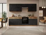 Virtuvės baldų komplektas VIKA 260 cm, ąžuolo/juoda