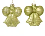 Stiklinis kalėdinis eglės žaisliukas BOWTIE, 2 rū&scaron;ių, pistacijų sp., 4,2 x 9 x 10 cm,1 vnt