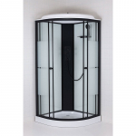 Pusapvalė ketursienė du&scaron;o kabina CAPRI, 80x80x215cm, juodos sp. profiliai