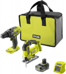Akumuliatorinių įrankių komplektas RYOBI ONE+ R18CK2PJ-1X40S, 18 V, 4,0 Ah Li-ion, R18PD3 + R18JS