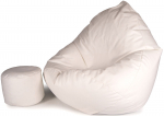 Sėdmai&scaron;is su pufu Mega Comfort XXL, dirbtinė oda, baltas