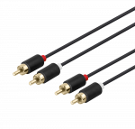 Audio kabelis DELTACO, 2xRCA, paauksuotos jungtys, 2m, juodas