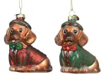 Stiklinis kalėdinis eglės žaisliukas DOG, 2 spalvų, 4,5 x 8 x 8 cm, 1 vnt