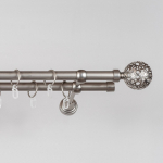 Metalinio karnizo komplektas MODENA-LUNAS, dvigubas, mat. sidabro sp., 3 m, &Oslash;19 mm