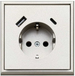 Ki&scaron;tukinis lizdas MODERN, su įžeminimu ir USB A+C krovikliu, &scaron;ampano sp.
