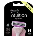 Keičiamos skustuvo galvutės su 4 a&scaron;menimis Wilkinson Intuition Quattro, 6 vnt.