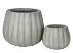 Lauko keraminis vazonas FICONSTONE PUMPKIN RIB, antikinės žalios sp., 32 x 27 cm