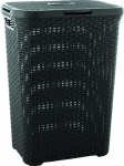 Plastikinė skalbinių dėžė CURVER RATTAN STYLE, tamsiai pilkos sp., 61,5 x 45 x 34 cm, 60 L