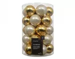 Kalėdinių žaisliukų rinkinys BAUBLES, auksinės/kreminės sp., 8 cm, 34 vnt