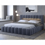Lova su grotelėmis ir LED ap&scaron;vietimu Lamica 180x200 cm, tamsiai pilka