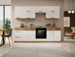 Virtuvės baldų komplektas VIKA 260 cm, ąžuolo/blizgi balta