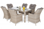 Lauko baldų komplektas Bristol 180 cm, 6+1, Beige / Beige Melange