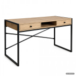 Ra&scaron;omasis stalas su stalčiais Akord Furniture Factory Elonis, 123 cm x 48 cm, 80.5 cm, juoda sp./artisan oak sp.