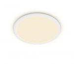 Pavir&scaron;inis LED &scaron;viestuvas PHILIPS SUPERSLIM, IP44, 15 W, 2700 K, 1300 lm, dimer., baltos sp., &Oslash;24 cm