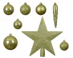Kalėdinių eglės žaisliukų rinkinys BAUBLE STAR, pistacijų sp., 8 cm, 33 vnt