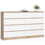 Komoda K 160 cm, ąžuolo/balta
