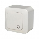 Pavir&scaron;inis skambučio jungiklis ALFA, 1 klavi&scaron;o, baltos sp.