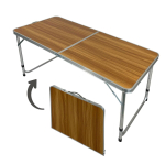 Turistinis sulankstomas stalas, 120x60x55-70 cm, medienos spalvos