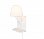 Sieninis &scaron;viestuvas TRIO COMFORT, 1 x E14 , baltos sp., 31x16x18cm, su telefono krovimu