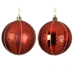 Kalėdinis eglės žaisliukas BAUBLES, raudonos sp., 2 rū&scaron;ys, 8 cm, 1 vnt