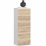 Komoda CL6, balta/ąžuolo