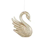 Pakabinama kalėdinė dekoracija SWAN, &scaron;ampaninės sp., 8 x 4,5 x 9,5 cm