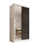 Spinta ADRK Laurencja, balta sp./juoda sp., 100 cm x 58 cm x 200 cm, su veidrodžiu