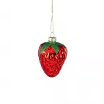 Stiklinis kalėdinis eglės žaisliukas STRAWBERRY, raudonos sp., 7,5 x 6 cm