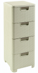 Komoda CURVER RATTAN STYLE, 4 stalčių, baltos spalvos, h79 x 33 x 38 cm