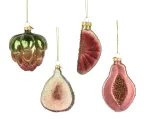 Stikl. kalėdinis eglės žaisliukas FRUIT, 4 rū&scaron;ių, įvairių sp., 7,4 x 8,9 cm, 1 vnt