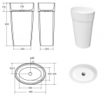 Besco Uniqa Glam Graphite akmens masės praustuvas su koja, su Klik-klak White