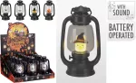Dekoracija HALLOWEEN LANTERN, su &scaron;viesele, 4 rū&scaron;ių, įvairių sp., 6 x 8,3 x 17,8 cm